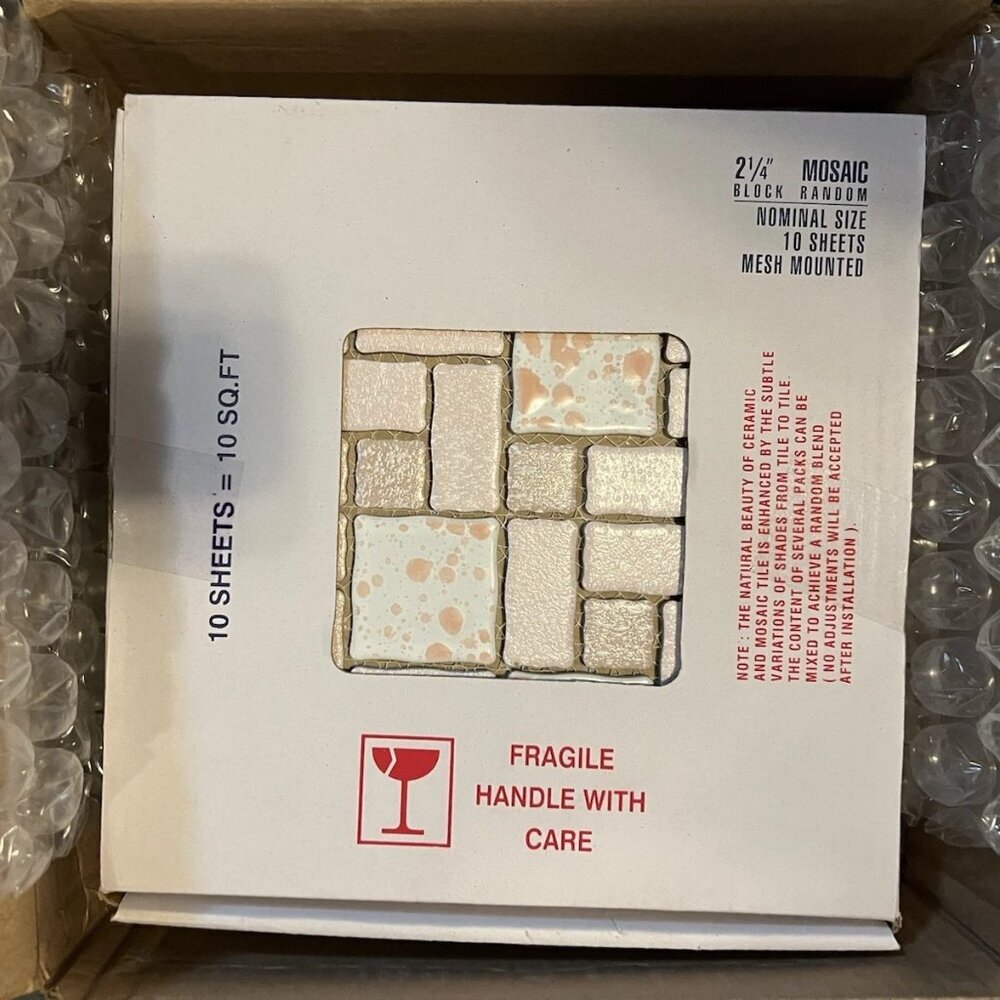 NEW Academy Pink Porcelain Mosaic Tiles 10 Sq Ft * Wall or Floor Tiles